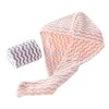 Factory direct sales of cationic thickened coral fleece dry hair caps and women's ultra-fine fiber water-absorbing quick-drying striped bath caps Item Picture
